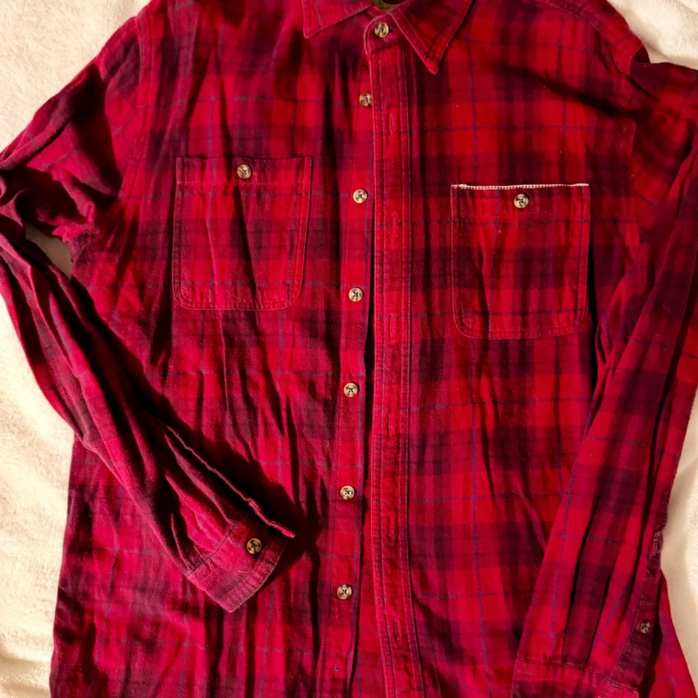 Boston Traders Men's Red Plaid Flannel Button Down Shirt